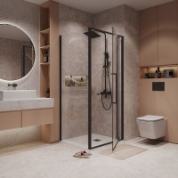 Душевой уголок Niagara NG-85-10AB-A90B-34 (100*90*195) прямоугол,распашн,черный матов,стекло прозрачн,2 мест
