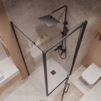 Душевой уголок Niagara NG-85-10AB-A90B-34 (100*90*195) прямоугол,распашн,черный матов,стекло прозрачн,2 мест