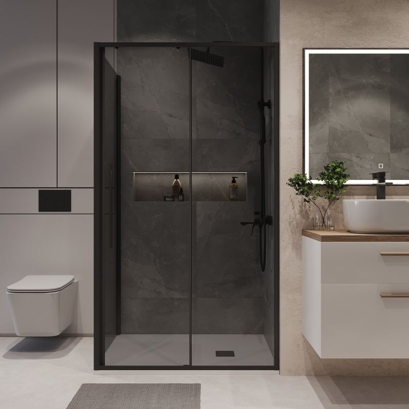 Душевой уголок Niagara NG-85-12TB-TB100-34 (120*100*195) прямоуг,раздвижн,черный матов,стекло тонирован,2мес