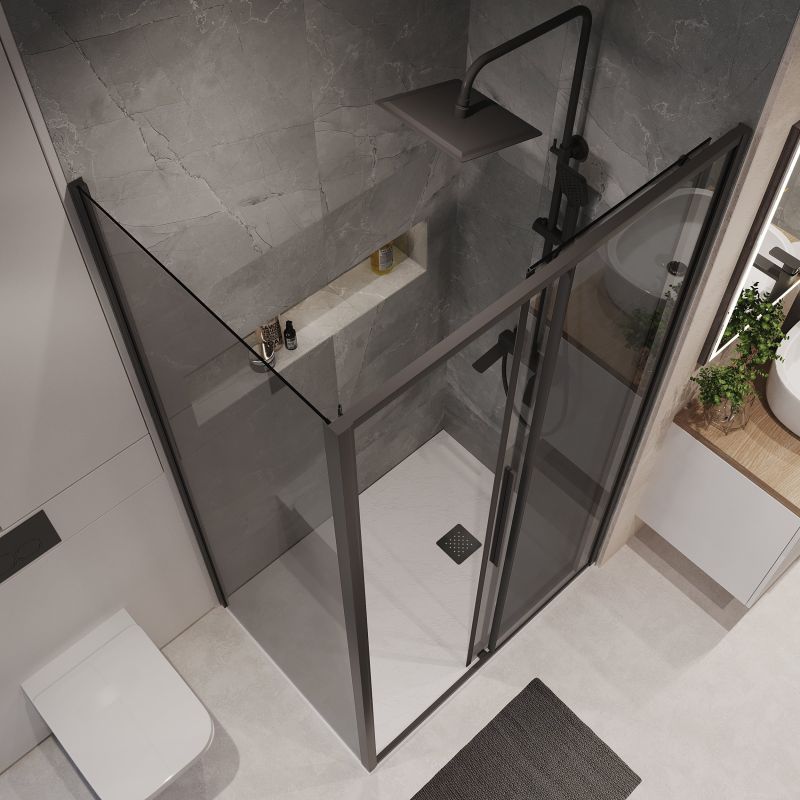 Душевой уголок Niagara NG-85-13TB-TB90-34 (130*90*195) прямоуг,раздвижн,черный матов.,стекло тонирован.,2мес