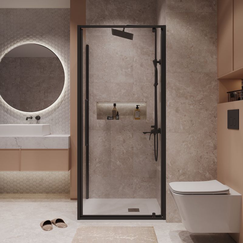 Душевой уголок Niagara NG-85-8AB-A80B-34 (80*80*195) квадрат,распашная,черный матов.,стекло прозрачн.,2 мест