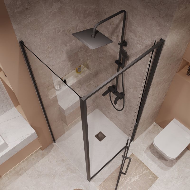 Душевой уголок Niagara NG-85-8AB-A90B-34 (80*90*195) прямоугол.,распашная,черный матов,стекло прозрачн,2 мес