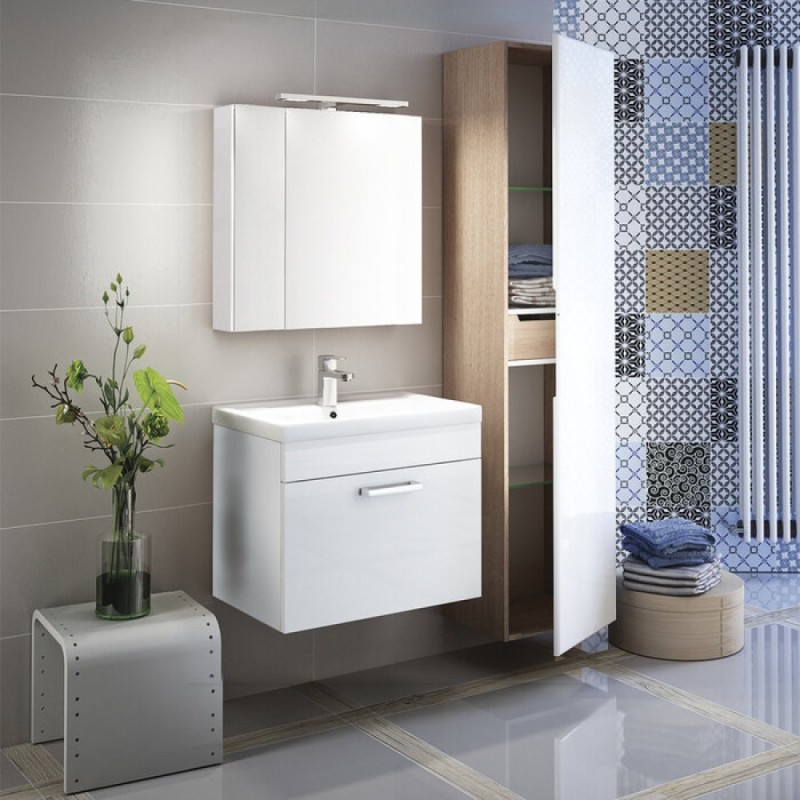 Зеркальный шкаф Iddis New Mirro 50 с подсветкой NMIR502i99 двухдверный с подсветкой, белый