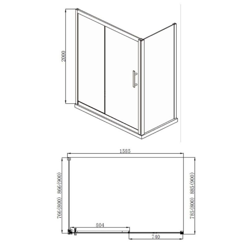 Душевой уголок Aquanet Delta NPE1131, 160 x 80 см, стекло прозрачное, профиль хром, 273608