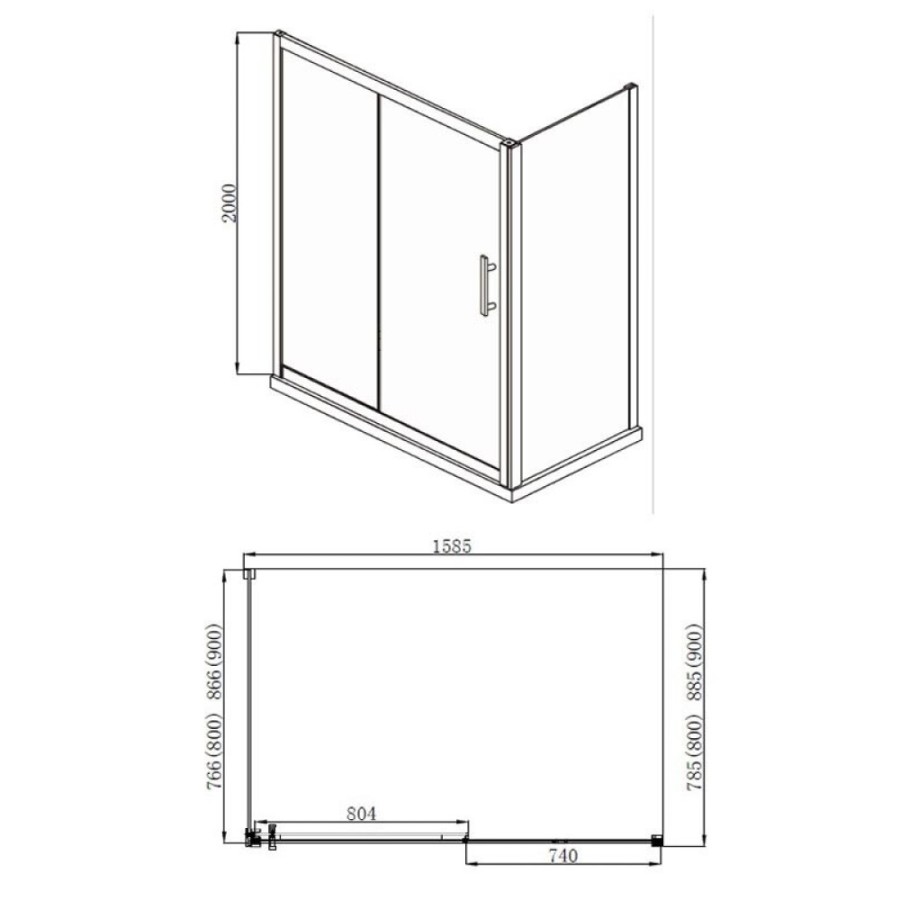 Душевой уголок Aquanet Delta NPE1131, 160 x 90 см, стекло прозрачное, профиль хром, 273609