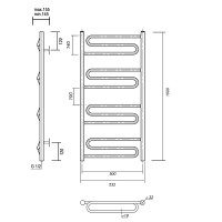 Полотенцесушитель электрический, Domoterm Офелия П12 50 x 100 E, хром, L/R, с терморегулятором