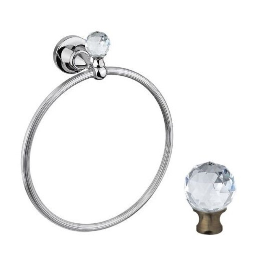 Полотенцедержатель кольцо Cezares Olimp RN-01-Sw цвет хром, ручки Swarovski