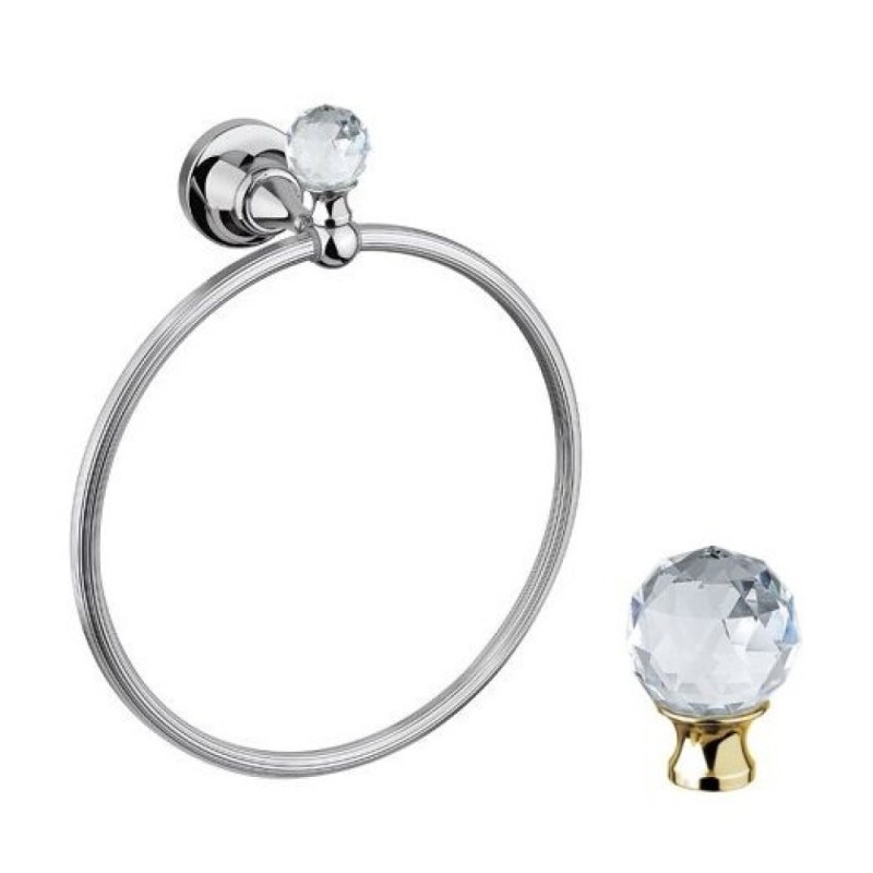 Полотенцедержатель кольцо Cezares Olimp RN-03/24-Sw цвет золото, ручки Swarovski