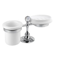Стакан и мыльница настольные Cezares Olimp-STT-01-Sw цвет хром, ручки Swarovski