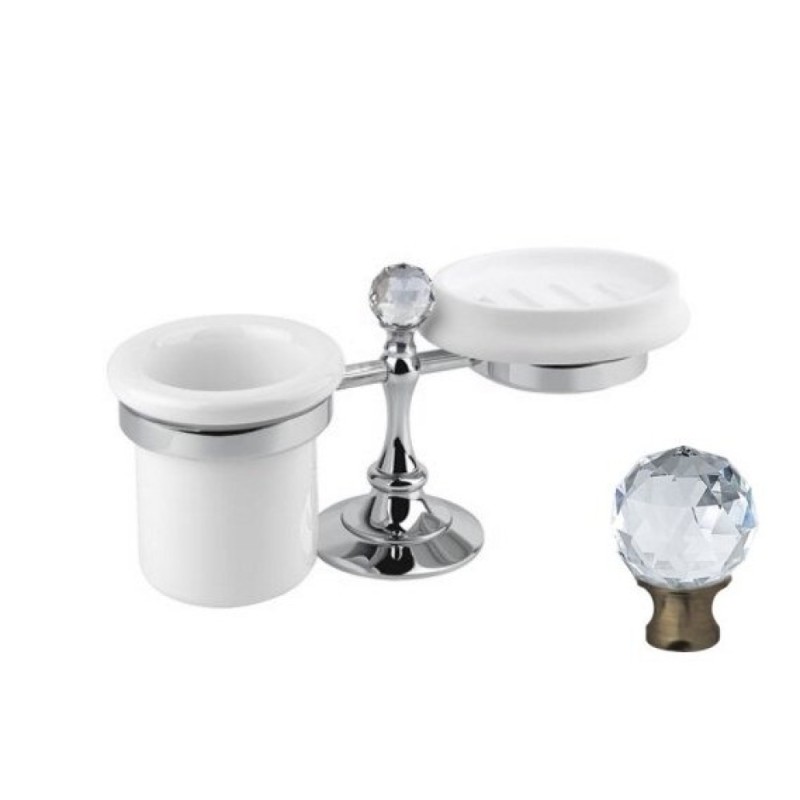 Стакан и мыльница настольные Cezares Olimp-STT-02-Sw цвет бронза, ручки Swarovski
