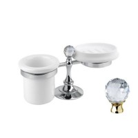 Стакан и мыльница настольные Cezares Olimp STT-03/24-Sw цвет золото, ручки Swarovski