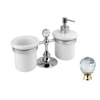 Стакан и диспенсер настольные Cezares Olimp TDT-01-Sw цвет хром, ручки Swarovski