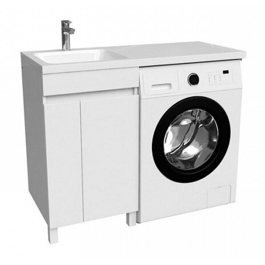 Тумба с раковиной Iddis Optima Home 120 см напольная, для стиральной машины, с дверцами, белый, левая/правая