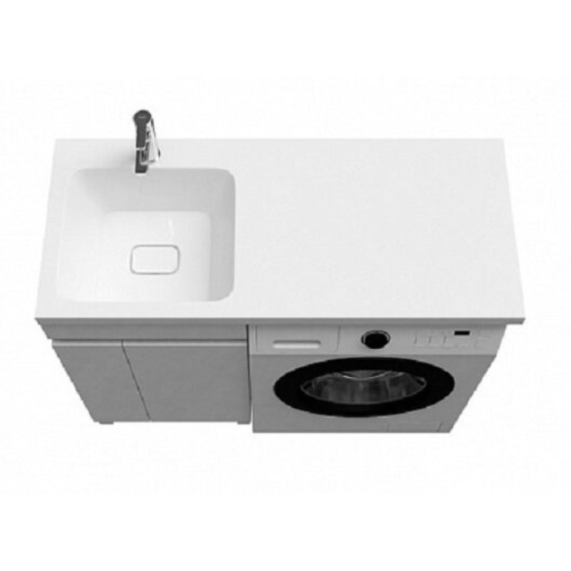 Тумба с раковиной Iddis Optima Home 120 см напольная, для стиральной машины, с дверцами, белый, левая/правая