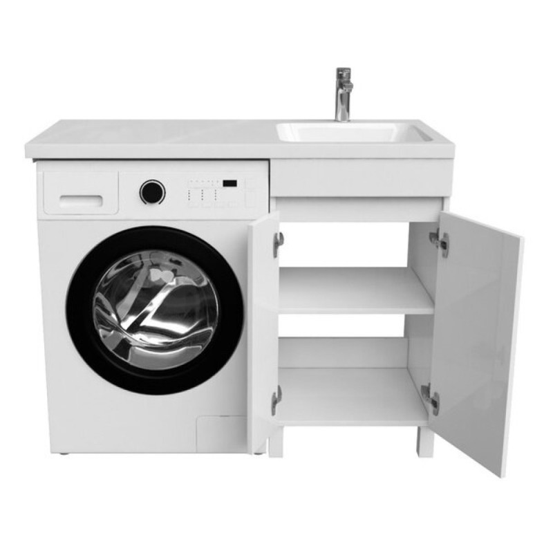 Тумба с раковиной Iddis Optima Home 120 см напольная, для стиральной машины, с дверцами, белый, левая/правая