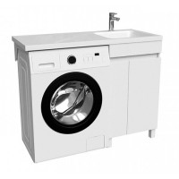 Тумба с раковиной Iddis Optima Home 120 см напольная, для стиральной машины, с дверцами, белый, левая/правая