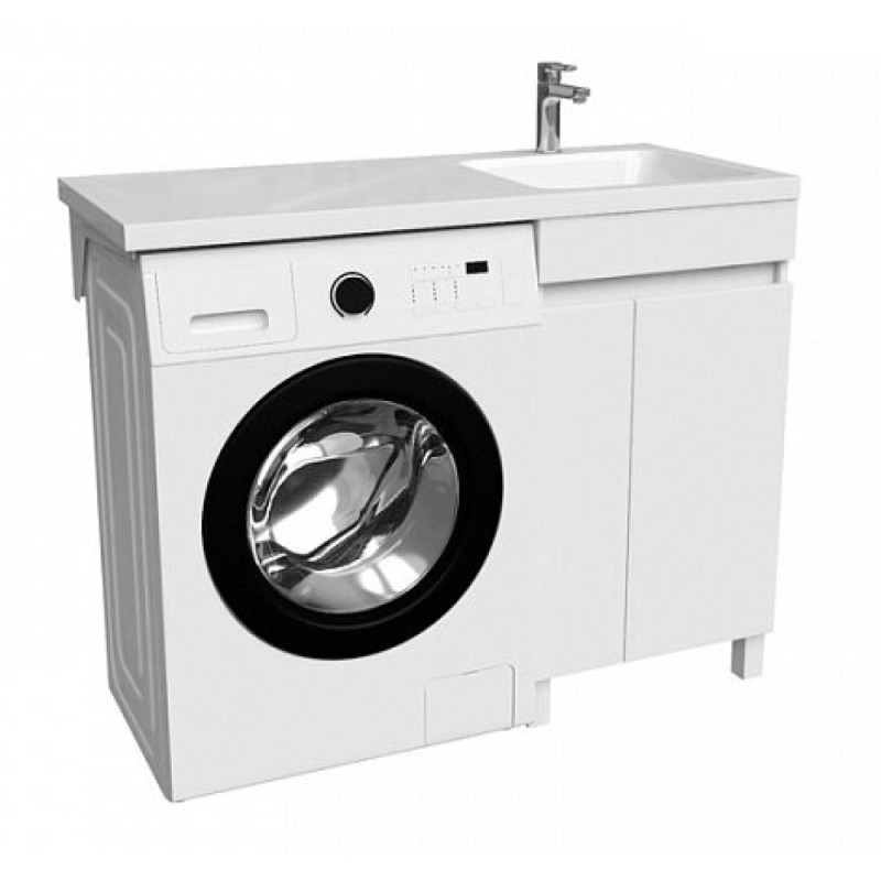 Тумба с раковиной Iddis Optima Home 120 см напольная, для стиральной машины, с дверцами, белый, левая/правая