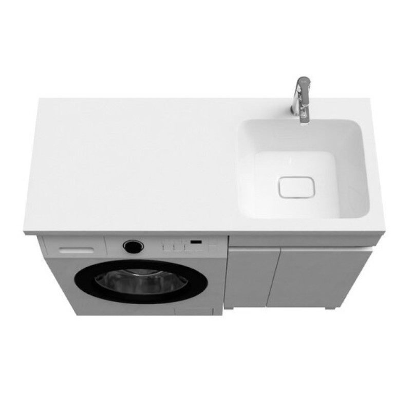 Тумба с раковиной Iddis Optima Home 120 см напольная, для стиральной машины, с дверцами, белый, левая/правая