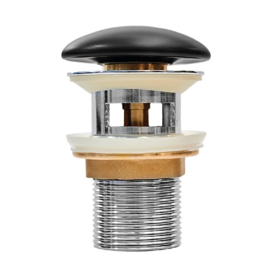Донный клапан Iddis Optima Home, с переливом, черный матовый, OPHBM0Wi88