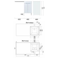 Тумба с раковиной Orange Kandy, напольная, под стиральную машину, белая, OPKD-110TUW+RAL/OPKD-110TUW+RAR