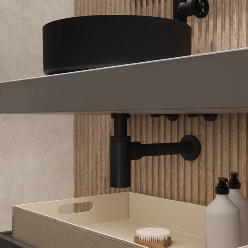 Сифон бутылочный Iddis Optima Home для раковины, черный матовый, OPTBL00i84