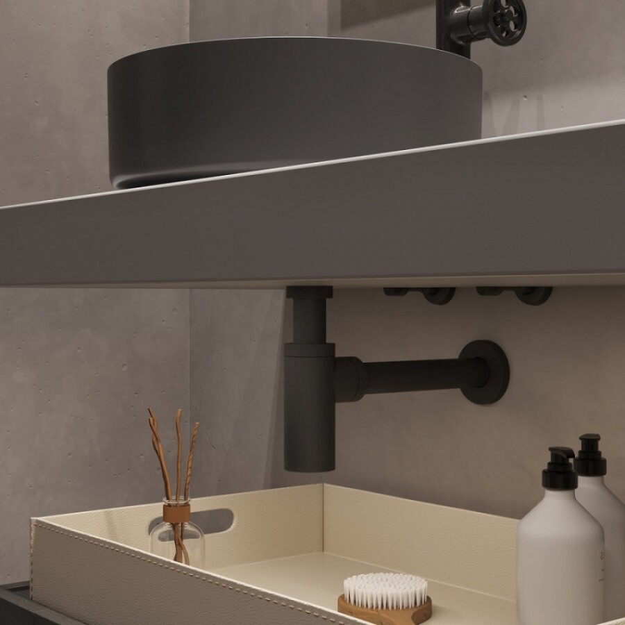 Сифон бутылочный Iddis Optima Home для раковины, графит, OPTGM00i84