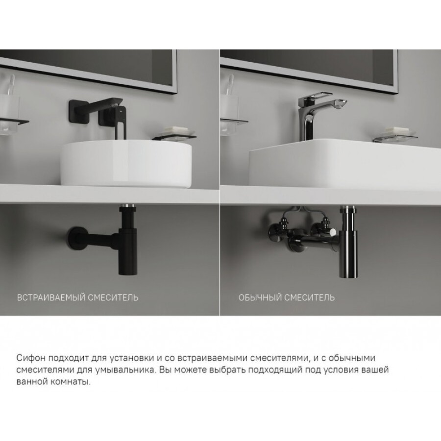 Сифон бутылочный Iddis Optima Home для раковины, графит, OPTGM00i84