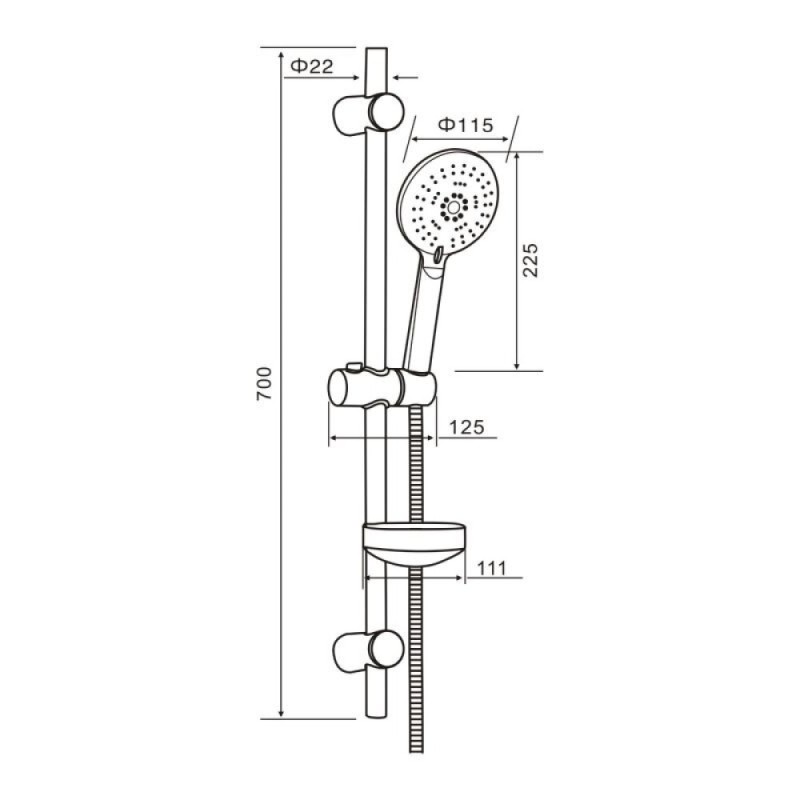 Душевой гарнитур Orange O-Shower, хром, OS042, 4 режима струи