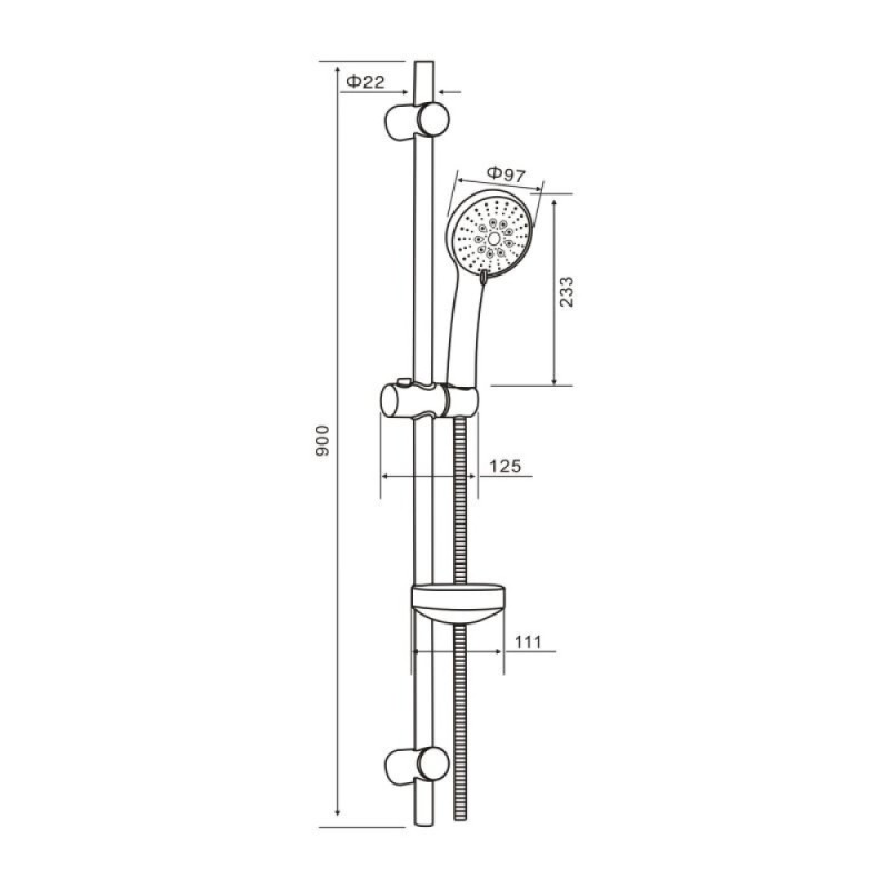 Душевой гарнитур Orange O-Shower, хром, OS053, 5 режимов струи