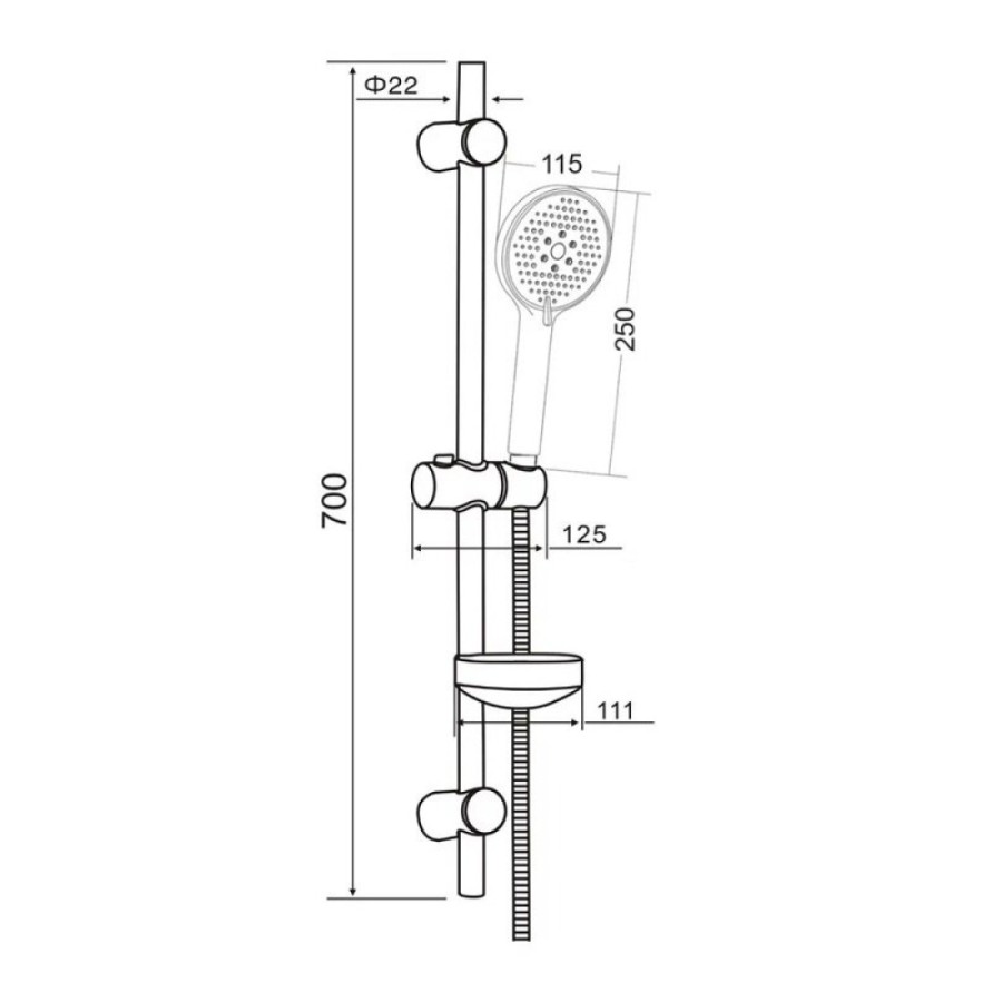 Душевой гарнитур Orange O-Shower OS713b, лейка 3 режима, с мыльницей, цвет черный матовый