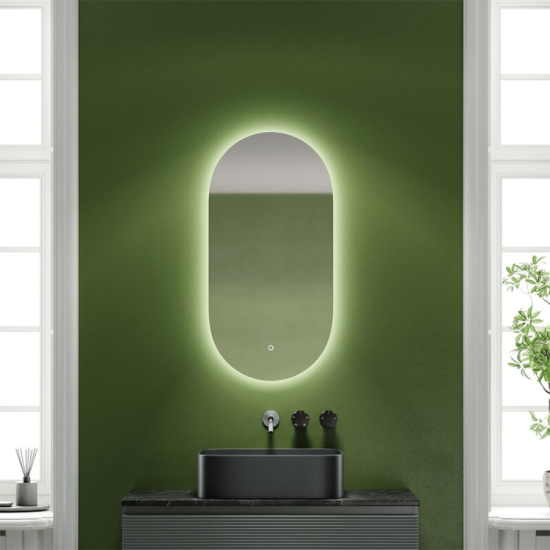 Зеркало Sancos Oval OV45C, 45 х 90 см, с LED подсветкой
