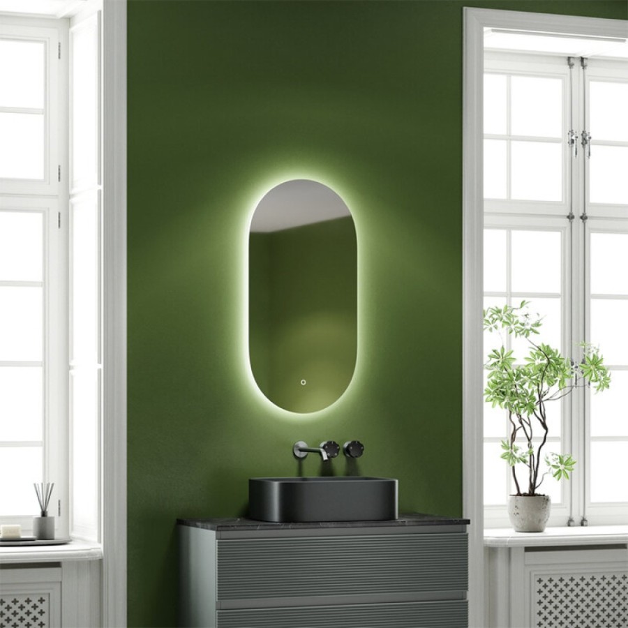 Зеркало Sancos Oval OV45C, 45 х 90 см, с LED подсветкой