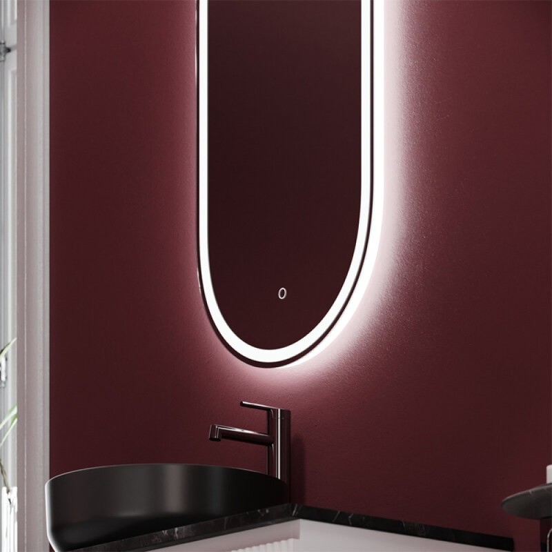 Зеркало Sancos Oval OV45F, 45 х 90 см, с LED подсветкой
