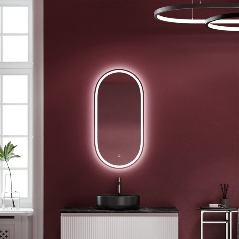 Зеркало Sancos Oval OV45F, 45 х 90 см, с LED подсветкой