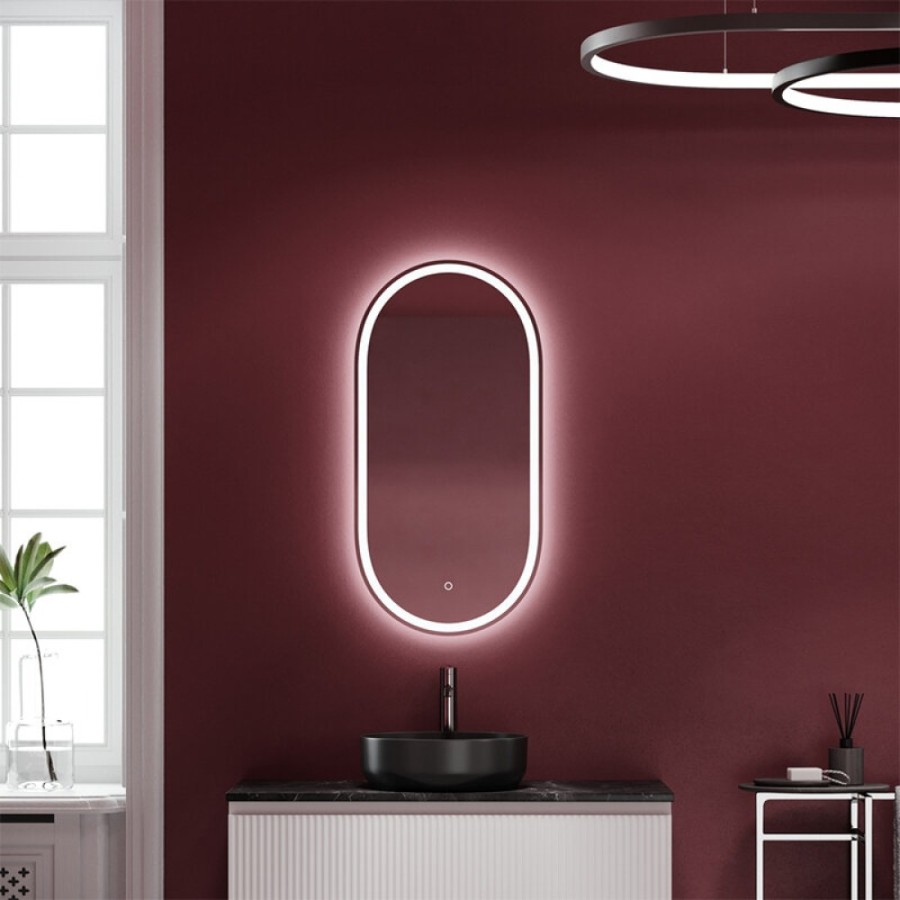 Зеркало Sancos Oval OV45F, 45 х 90 см, с LED подсветкой