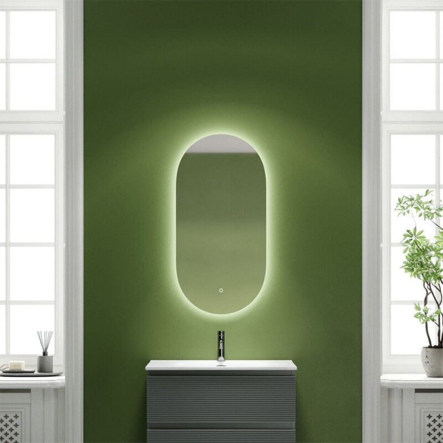 Зеркало Sancos Oval OV55C, 55 х 105 см, с LED подсветкой