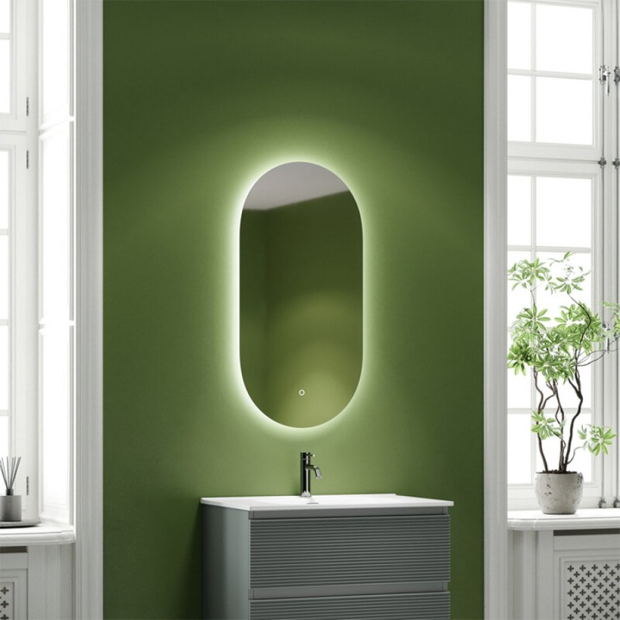 Зеркало Sancos Oval OV55C, 55 х 105 см, с LED подсветкой