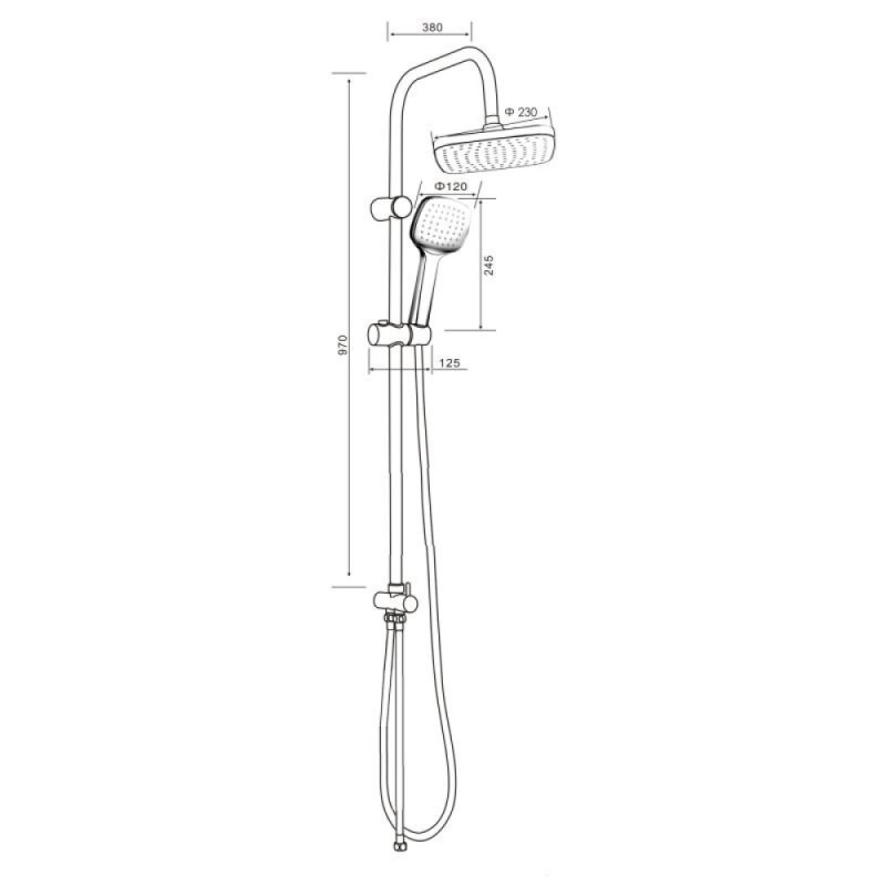 Душевой гарнитур Orange O-Shower OW04b, черный матовый, 1 режим струи