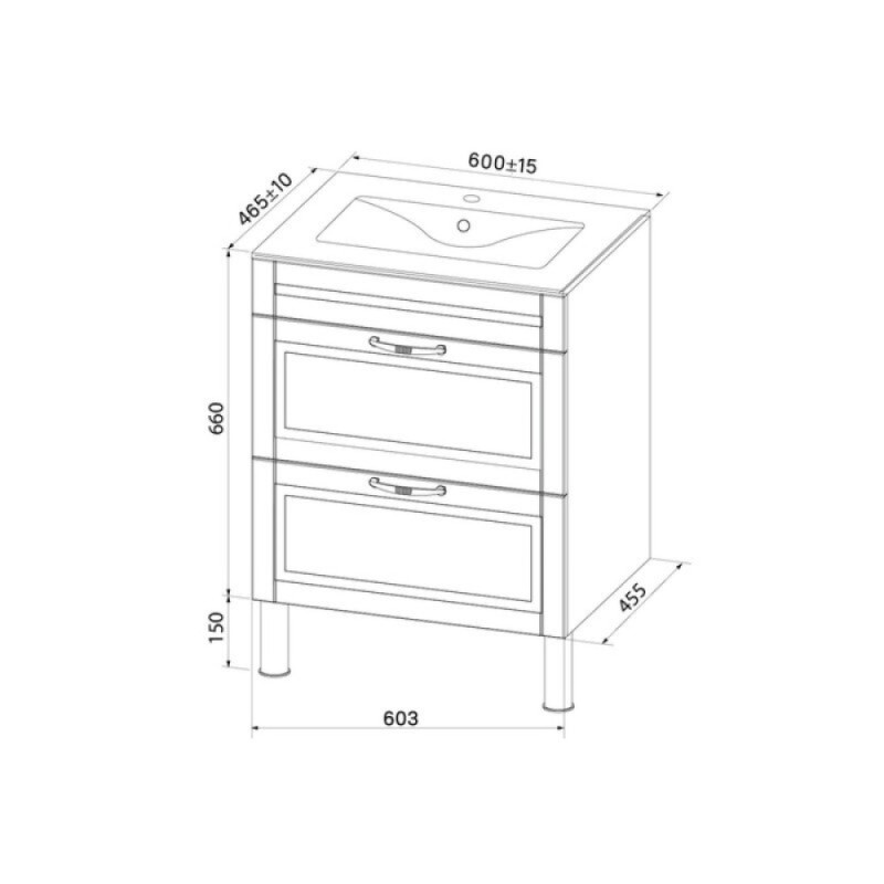 Тумба с раковиной Iddis Oxford OXF60L0I95K, 60 см, напольная, светло-серый