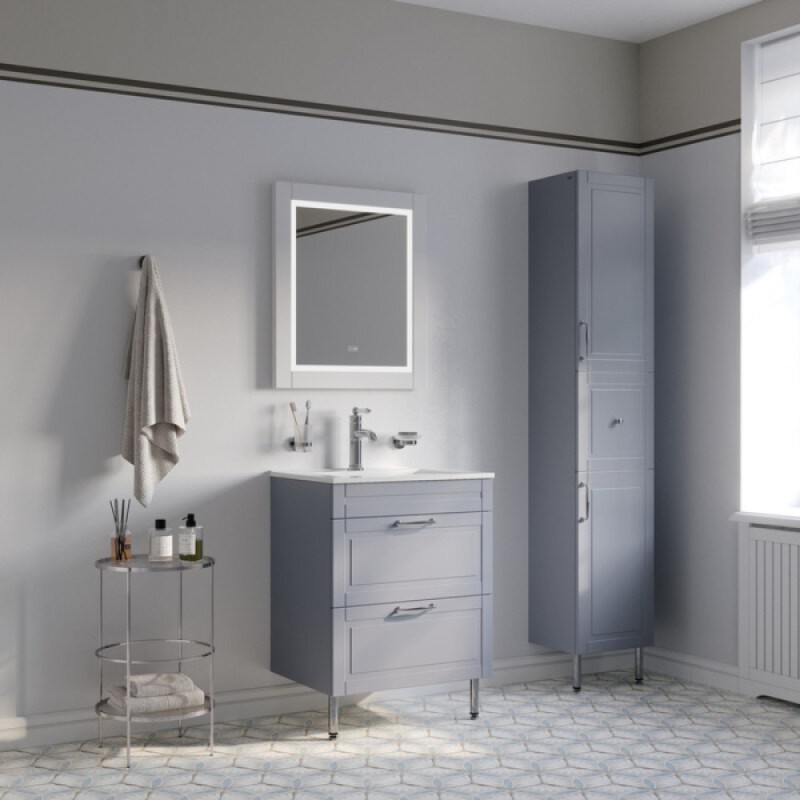 Тумба с раковиной Iddis Oxford OXF60L0I95K, 60 см, напольная, светло-серый