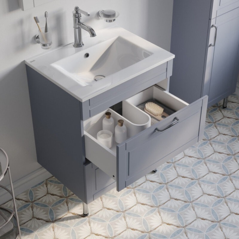 Тумба с раковиной Iddis Oxford OXF60L0I95K, 60 см, напольная, светло-серый