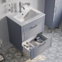 Тумба с раковиной Iddis Oxford OXF60L0I95K, 60 см, напольная, светло-серый