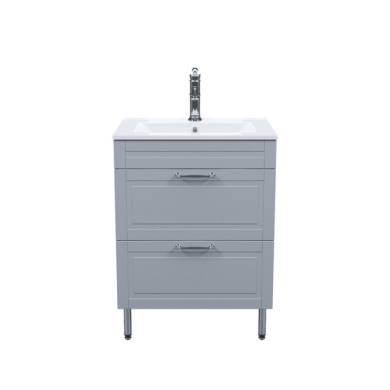 Тумба с раковиной Iddis Oxford OXF60L0I95K, 60 см, напольная, светло-серый
