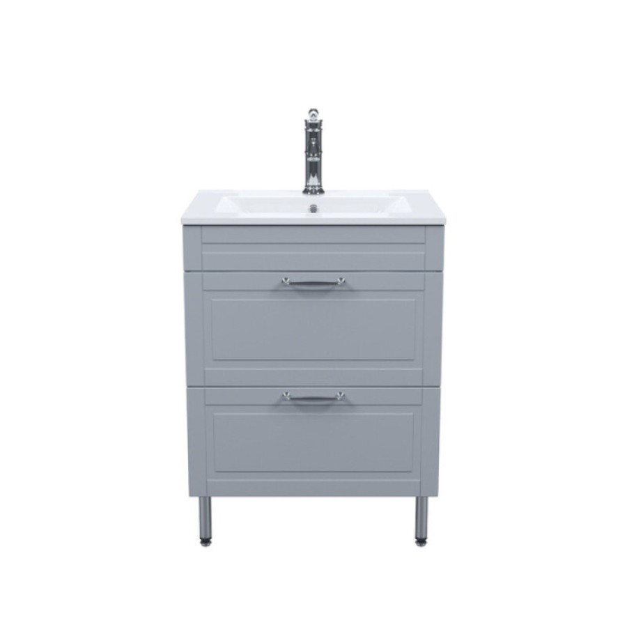 Тумба с раковиной Iddis Oxford OXF60L0I95K, 60 см, напольная, светло-серый