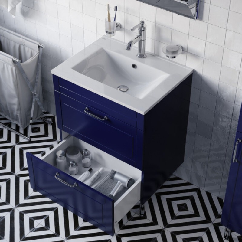 Тумба с раковиной Iddis Oxford OXF60N0i95K, 60 см, напольная, синий