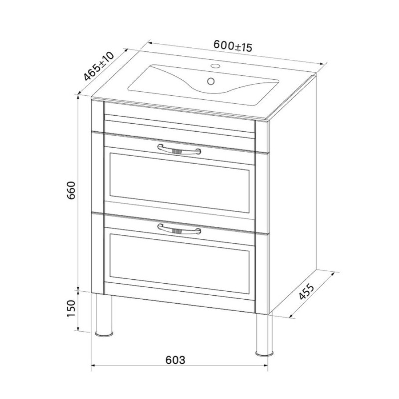 Тумба с раковиной Iddis Oxford 60 см подвесная, белый, OXF60W0i95K