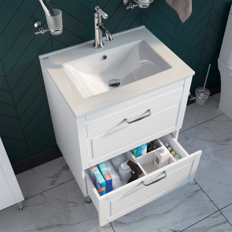Тумба с раковиной Iddis Oxford 60 см подвесная, белый, OXF60W0i95K