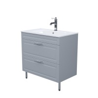 Тумба с раковиной Iddis Oxford OXF80L0I95K, 80 см, напольная, светло-серый