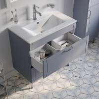 Тумба с раковиной Iddis Oxford OXF80L0I95K, 80 см, напольная, светло-серый