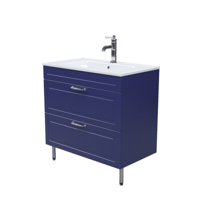 Тумба с раковиной Iddis Oxford OXF80N0i95K, 80 см, напольная, синий